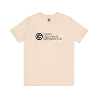 Unisex Jersey Short Sleeve Tee with Black Logo