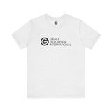 Unisex Jersey Short Sleeve Tee with Black Logo