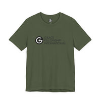 Unisex Jersey Short Sleeve Tee with Black Logo