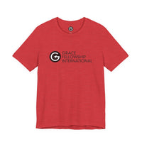 Unisex Jersey Short Sleeve Tee with Black Logo