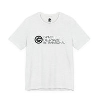 Unisex Jersey Short Sleeve Tee with Black Logo