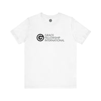 Unisex Jersey Short Sleeve Tee with Black Logo