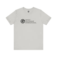 Unisex Jersey Short Sleeve Tee with Black Logo