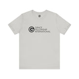 Unisex Jersey Short Sleeve Tee with Black Logo