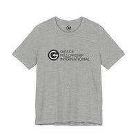 Unisex Jersey Short Sleeve Tee with Black Logo