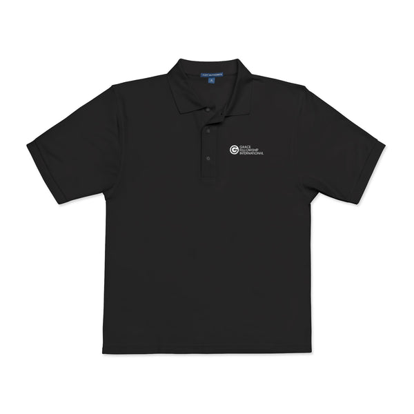 Unisex Embroidered Polo Shirt with white logo